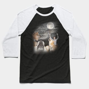 Three doge moon - When moon? transparent/faded graphic. three wolf moon parody. 3 doge howling at the moon Baseball T-Shirt